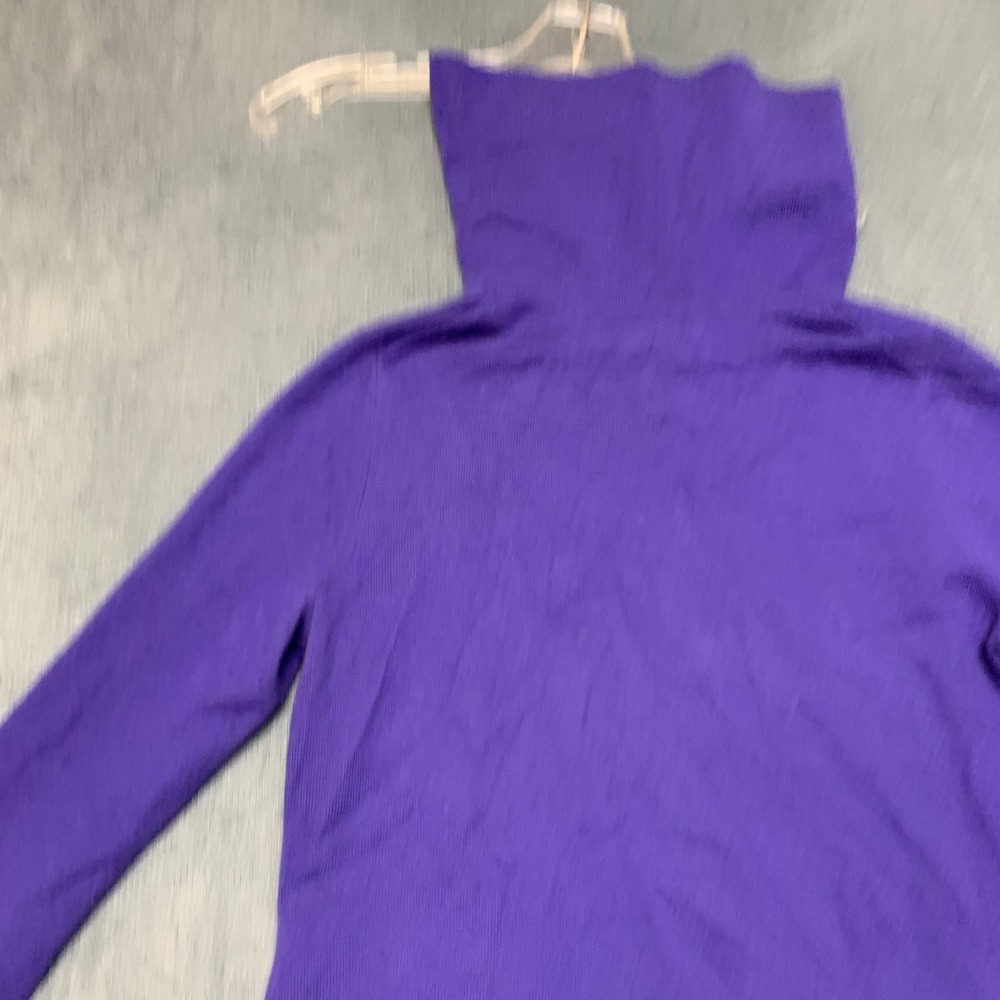 Jones New York Sweater Womens Petite Large Purple Tight Knit Mock Neck Pullover - Picture 14 of 16